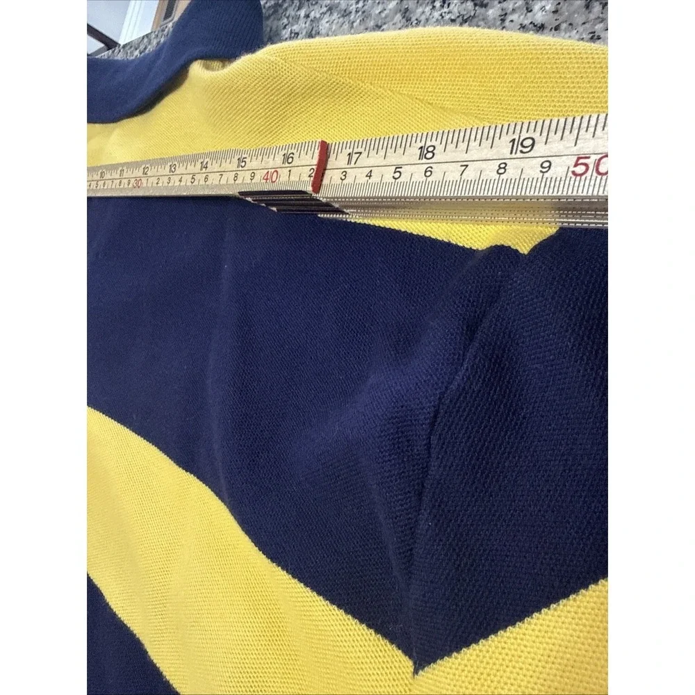Polo Ralph Lauren Sz M Vintage Crest Logo Navy  And Yellow Rugby Pullover‎